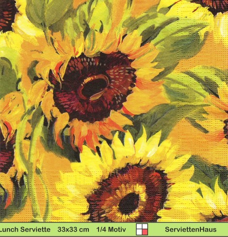 Gezeichnete Sonnenblumen - 1 Lunch Serviette